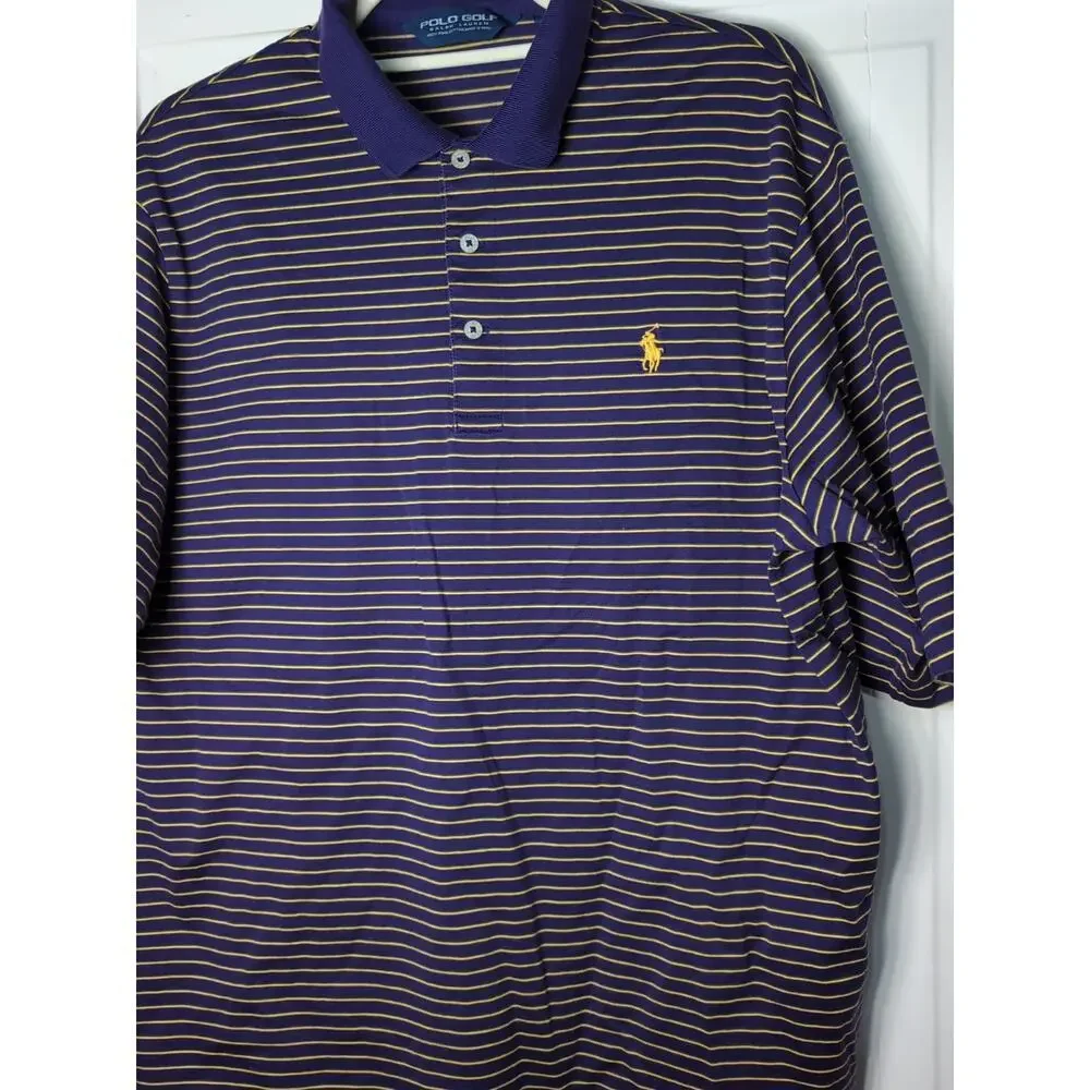 Polo Golf Ralph Lauren Men's L Pima Cotton Polo Shirt Pony Purple Yellow (876)